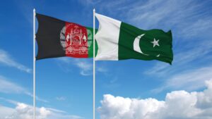 afghanistan and pakistan flags waving in the sky seamless loop in wind 3d rendering free video