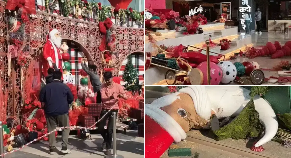 इंदौर में Christmas Tree तोड़फोड़ पर हंगामा, धार्मिक नारेबाजी से फैली दहशत
