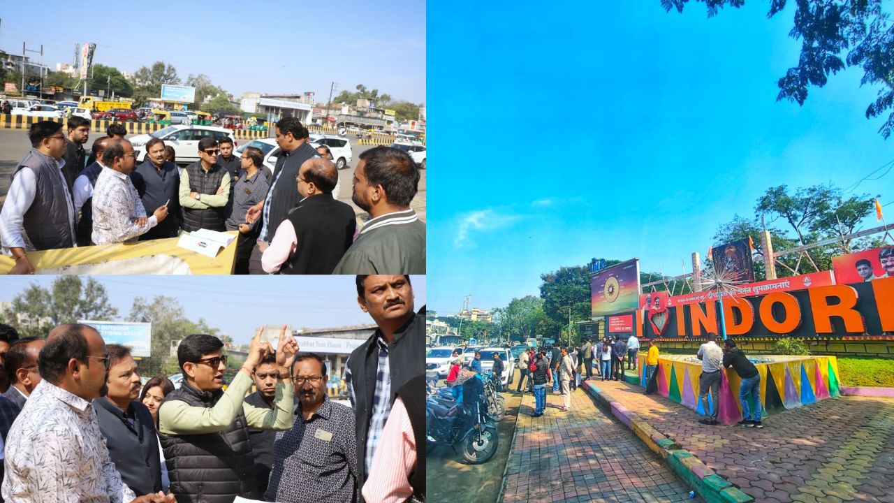 इंदौर का पलासिया चौराहा सौंदर्यीकरण: महापौर ने किया निरिक्षण ,अखंड भारत का नक्शा और फाउंटेन का होगा निर्माण
