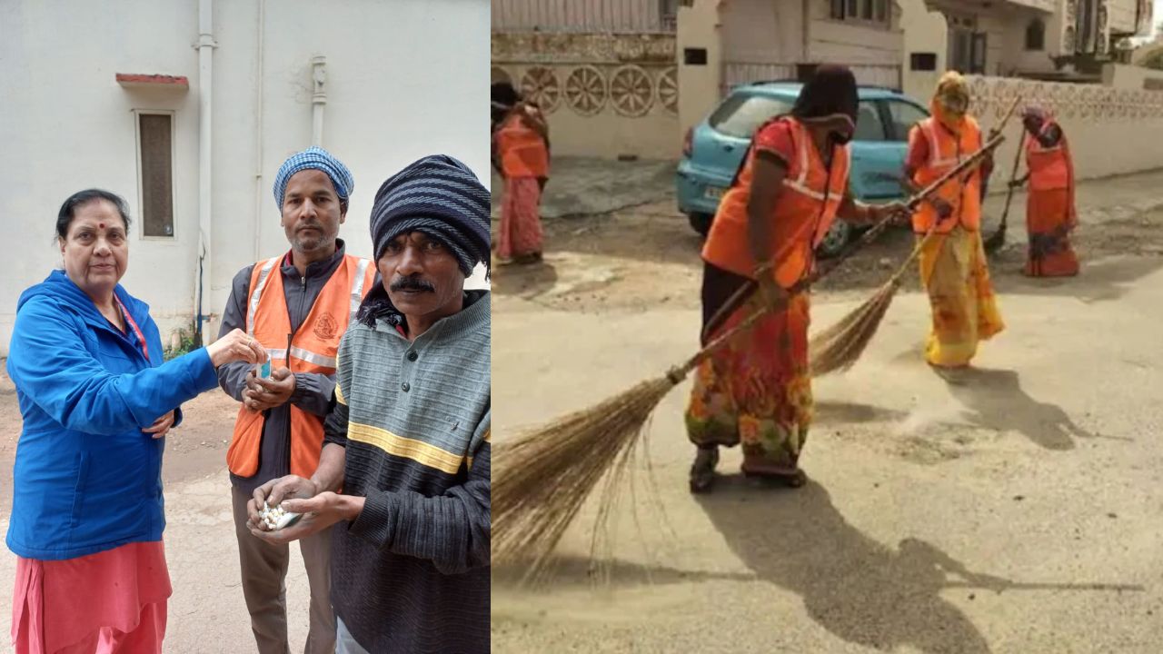 Gwalior News : भारतीय मानव अधिकार सहकार ट्रस्ट ने सफाई कर्मचारियों का सम्मान