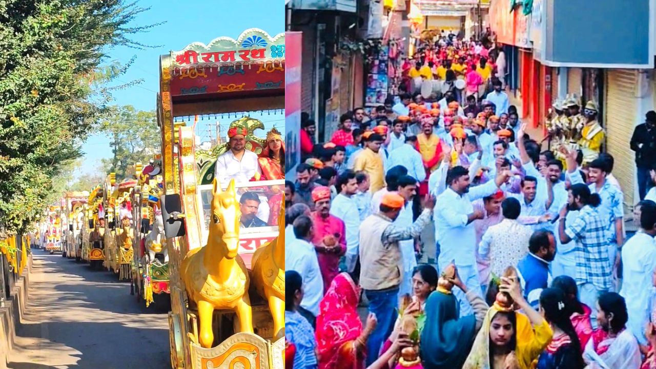 श्री नाकोड़ा पार्श्वनाथ भगवान का ऐतिहासिक वरघोड़ा मेवानगर पेटलावद में हुआ सम्पन्न