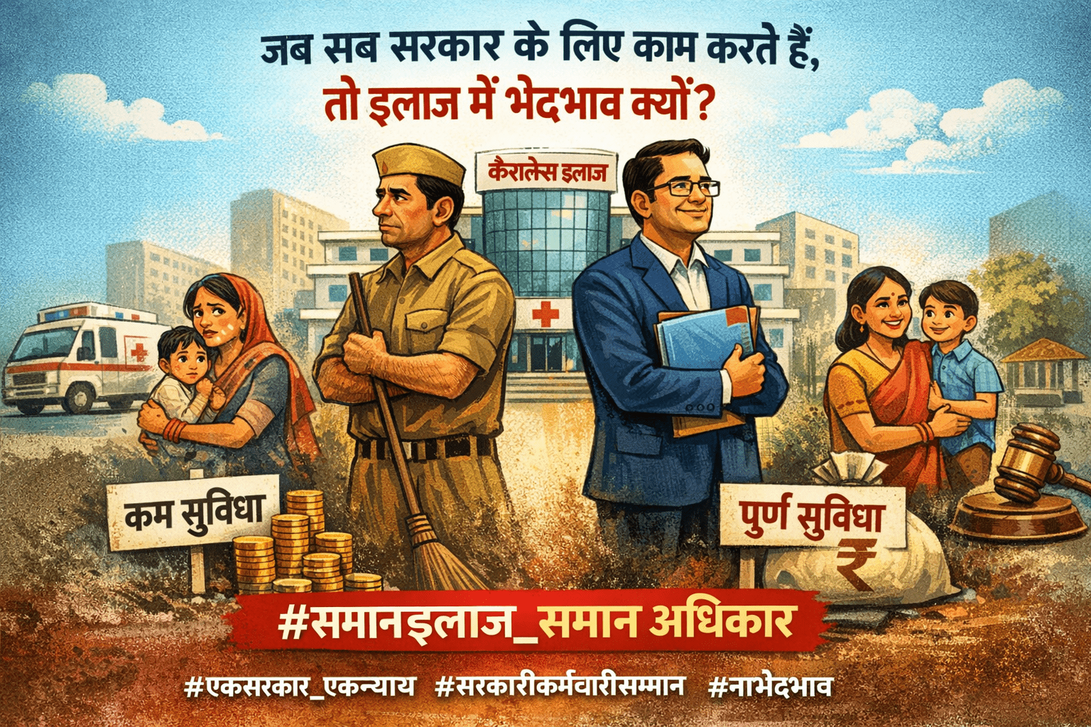 सरकारी कर्मचारियों का कैशलेस स्वास्थ्य बीमा: समानता की लड़ाई में बड़ी उम्मीद, क्या भेदभाव होगा खत्म?