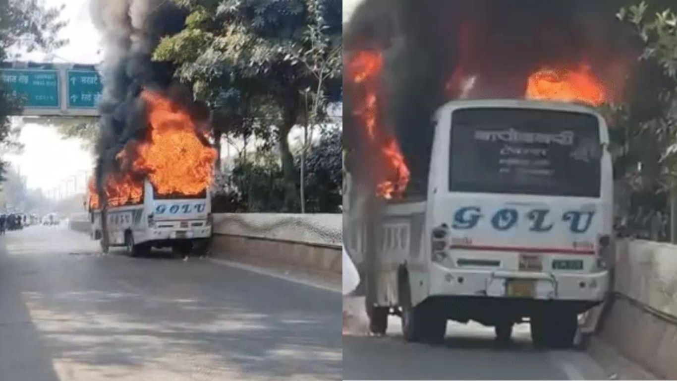 इंदौर गोलू शुक्ला बस आग पटेल ब्रिज के नीचे