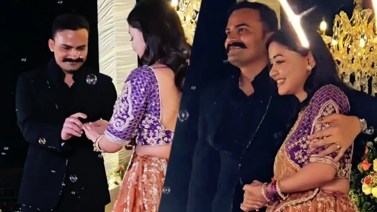 IPS जोड़ी केके बिश्नोई और एएसपी अंशिका की रिंग सेरेमनी वायरल, केके ने गोदी में उठाया