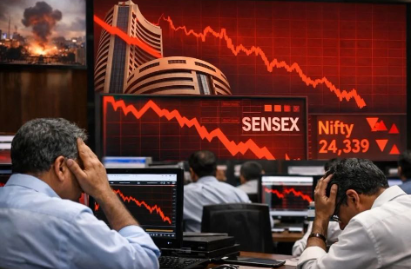मिडिल ईस्ट युद्ध के चलते भारतीय Stock Market में कोहराम: सेंसेक्स 1800 अंक टूटा, निवेशकों को 12 लाख करोड़ का नुकसान
