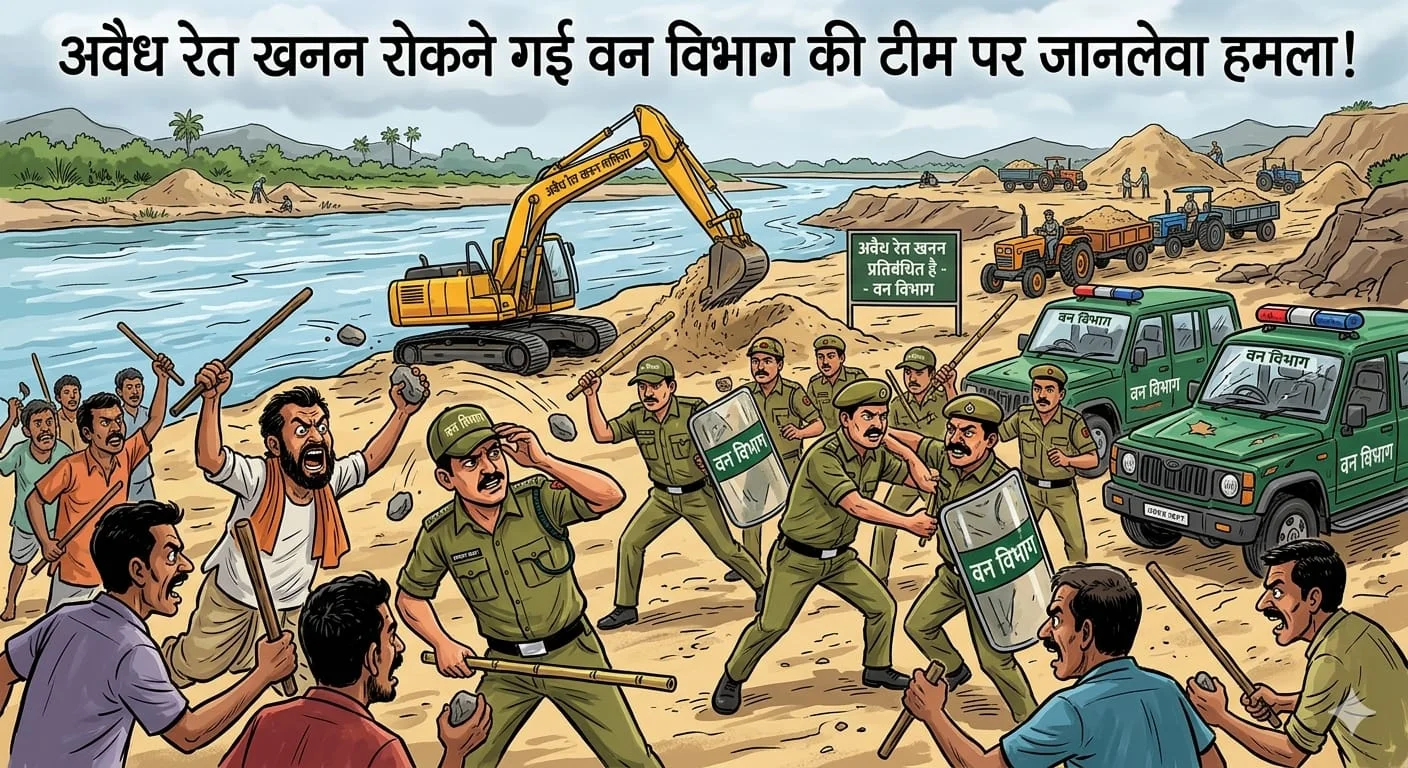 Chhattisgarh : मुंगेली में अवैध रेत खनन रोकने गई वन विभाग टीम पर रेत माफियाओं का हमला, दो कर्मचारी गंभीर रूप से घायल