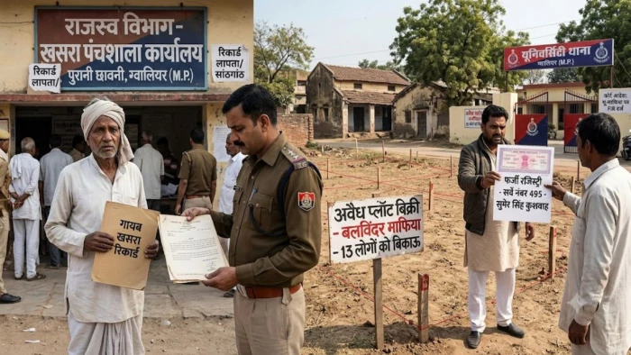 ग्वालियर जमीन घोटाला: करोड़ों की जमीन हड़पने का बड़ा खुलासा, सरकारी रिकॉर्ड गायब कर 13 प्लॉट बेचे, कोर्ट के आदेश पर FIR दर्ज