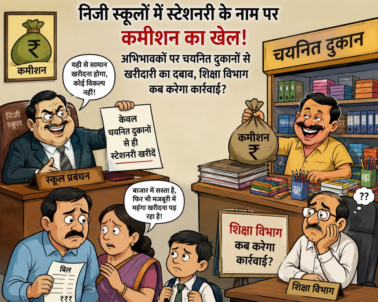 निजी स्कूलों में स्टेशनरी कमीशन घोटाला! झाबुआ में अभिभावकों पर चयनित दुकानों से खरीदारी का दबाव, जांच की उठी मांग