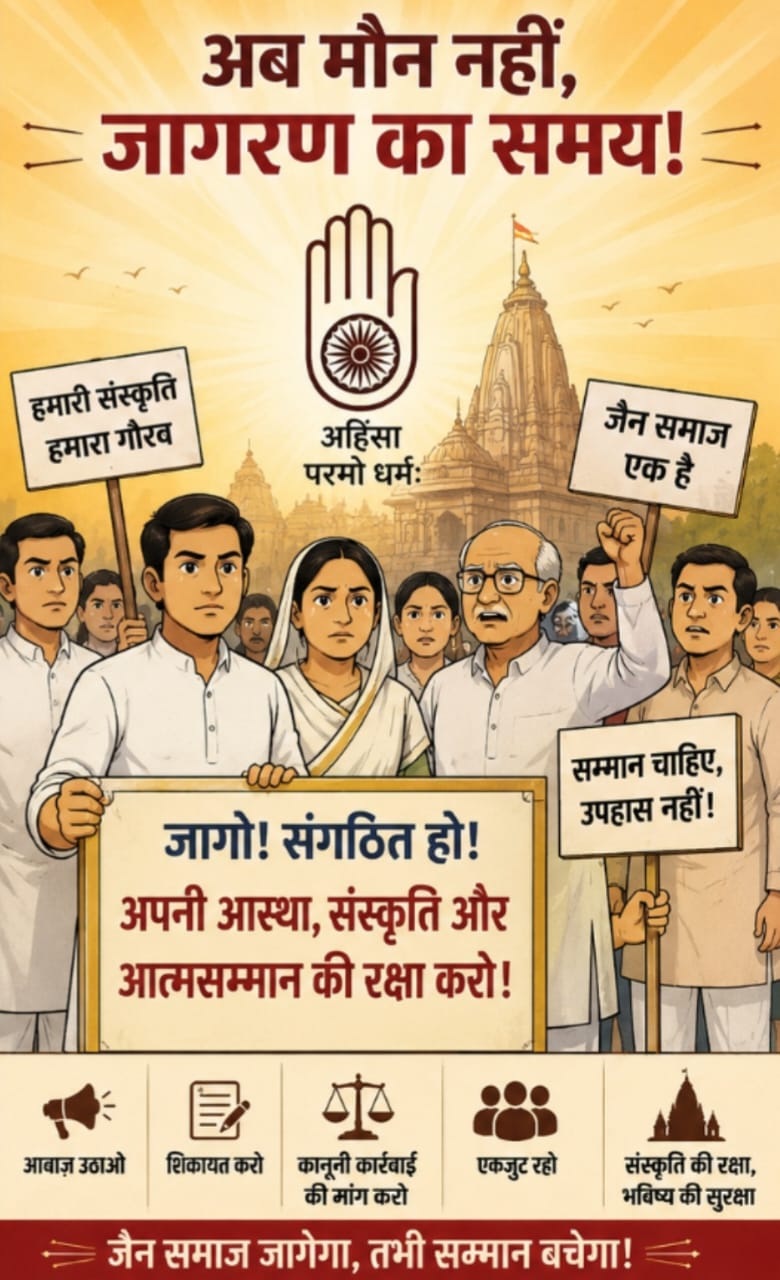जैन समाज के आत्मसम्मान और संस्कृति पर आघात! अब मौन नहीं, जागरण का समय – मनीष कुमट
