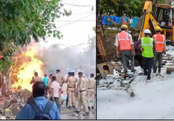 इंदौर के Vijay Nagar में बड़ा हादसा: अवंतिका गैस पाइपलाइन में जोरदार ब्लास्ट, 4 लोग घायल