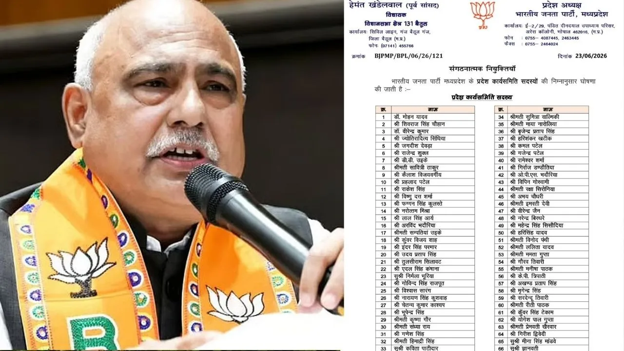 MP BJP  ने 106 सदस्यीय नई प्रदेश कार्यसमिति घोषित की, मोहन यादव, शिवराज और सिंधिया शामिल