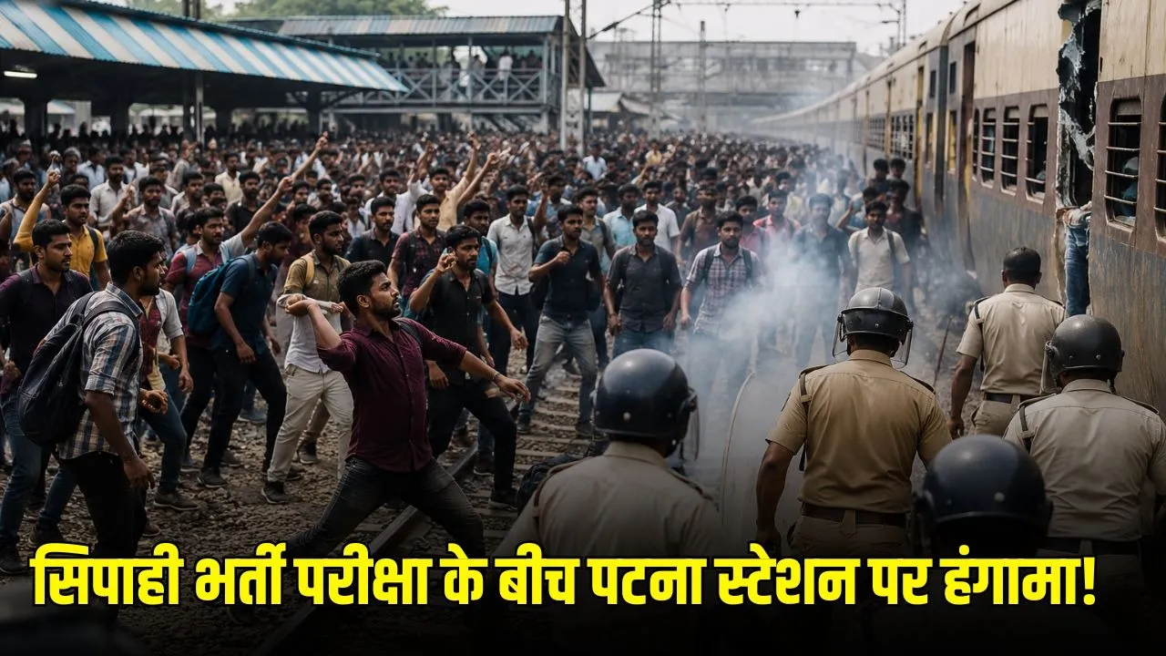 Bihar Police Exam Protest: सिपाही भर्ती परीक्षा के पहले दिन पाटलिपुत्र स्टेशन पर बवाल, ट्रैक पर उतरे अभ्यर्थी, पुलिस ने किया लाठीचार्ज