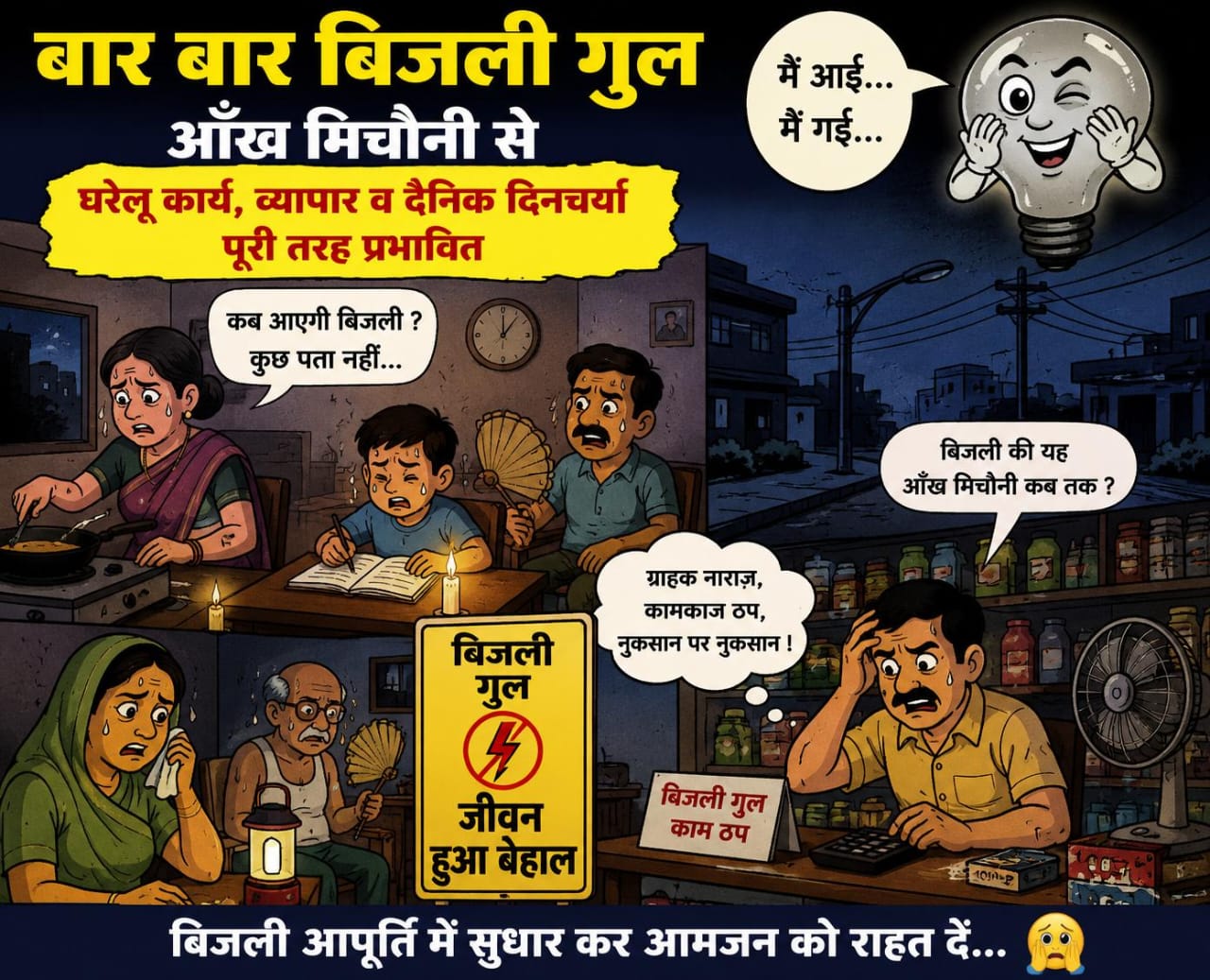 लोड शेडिंग के नाम पर बार-बार बिजली गुल, आमजन परेशान