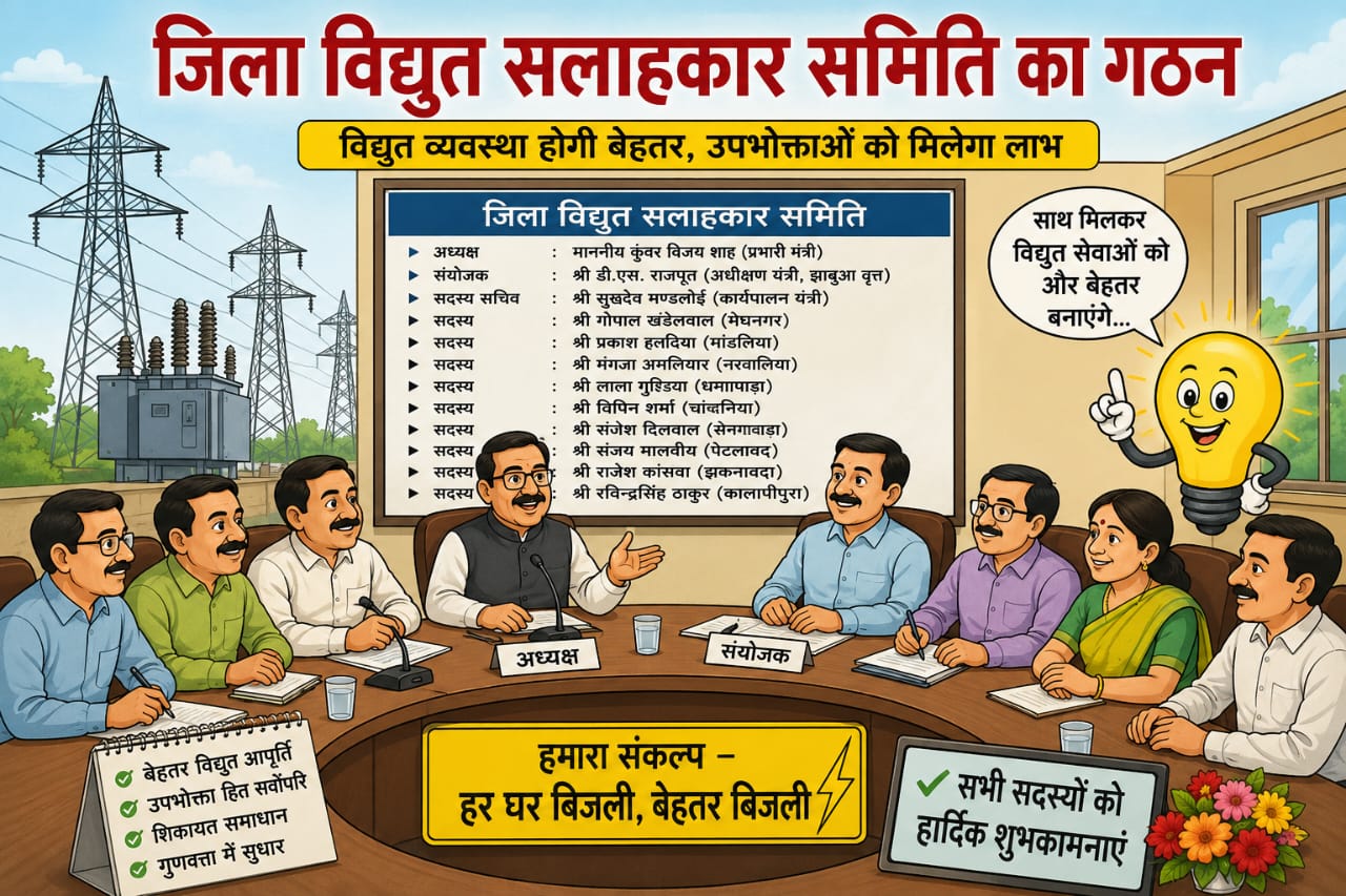 Jhabua में जिला विद्युत सलाहकार समिति का गठन, ऊर्जा व्यवस्था सुधारने के लिए नई टीम तैयार