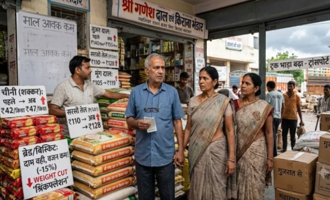 महंगाई ने बिगाड़ा रसोई का बजट: मौसम की मार और बढ़े ट्रांसपोर्ट खर्च से दाल, तेल, शक्कर समेत रोजमर्रा का राशन हुआ महंगा