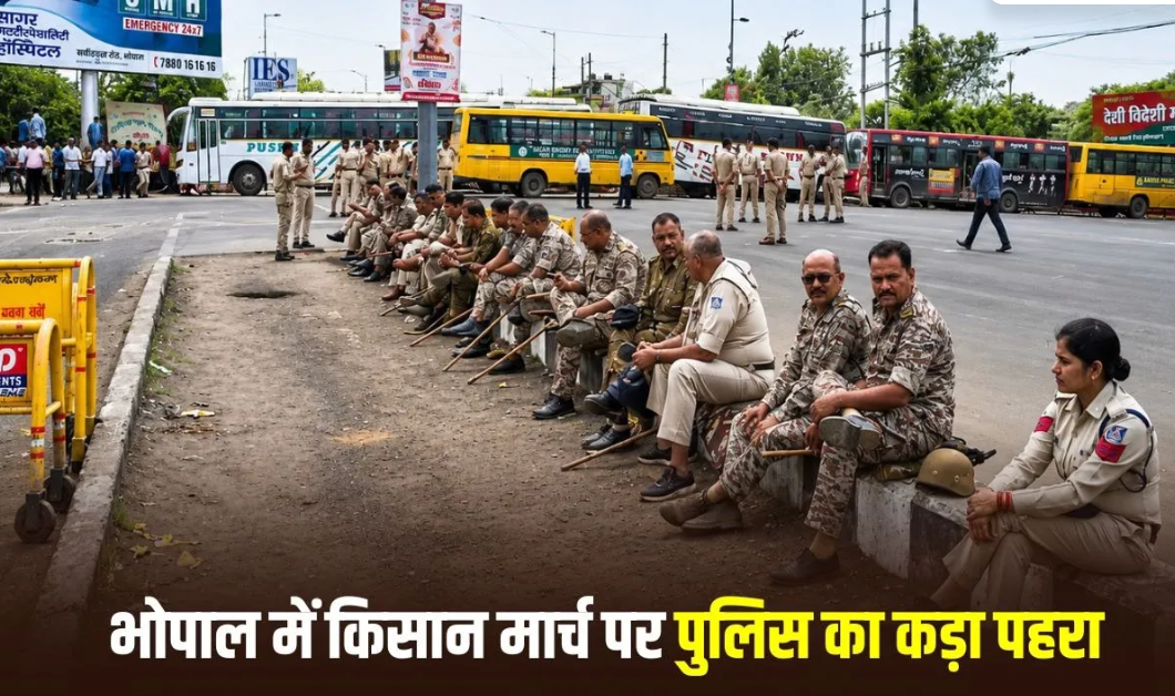 भोपाल किसान आंदोलन 2026: CM हाउस कूच से पहले हाई अलर्ट, 7 स्थानों पर बैरिकेडिंग, 18 थानों की पुलिस तैनात, किसानों के मुद्दों पर बनी समिति