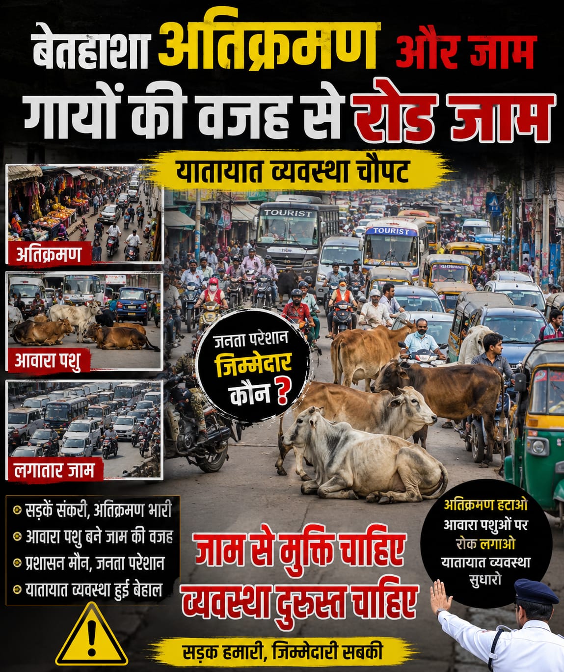 Silwani : आवारा मवेशी, अतिक्रमण और गलत पार्किंग बनी मुसीबत, सिलवानी में यातायात व्यवस्था चौपट