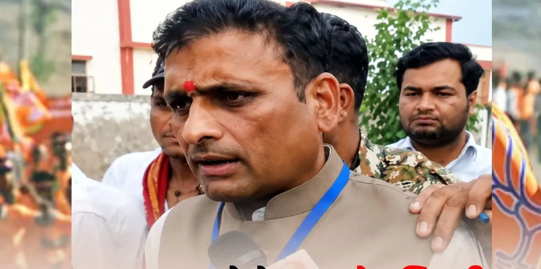BJP candidate Ashutosh Tiwari addresses the media after the Datia Assembly by-election result, reacting to his defeat and calling for a review while making remarks that sparked political discussion in Madhya Pradesh