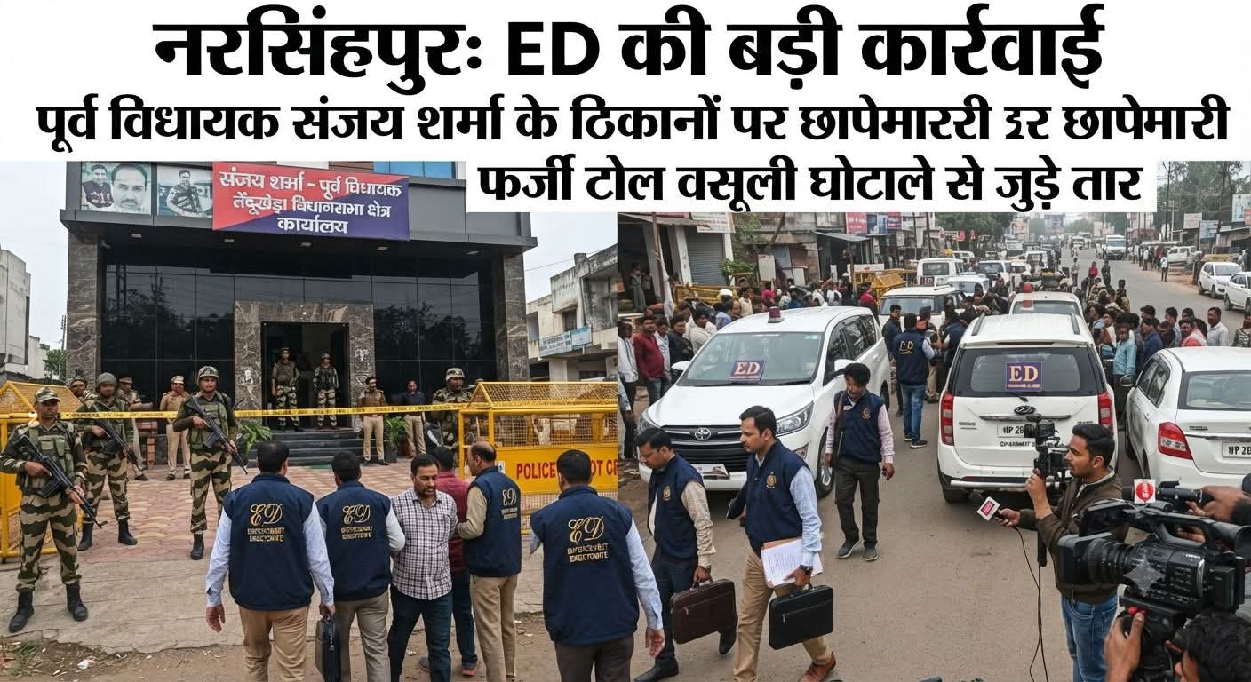 नरसिंहपुर में ED की बड़ी कार्रवाई: पूर्व MLA संजय शर्मा के ठिकानों पर छापा, 14 परिसरों पर बड़ा एक्शन