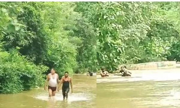 मैहर में बारिश से उफान पर मर्जुआ नदी, बेला-गोविंदगढ़ मार्ग बंद; बीच पानी में फंसे ट्रक से 3 लोगों का रेस्क्यू