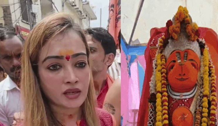 उज्जैन पहुंचीं हर्षा रिछारिया, खड़े हनुमान के किए दर्शन; बोलीं—प्रतिमा हटाई तो करूंगी अनशन
