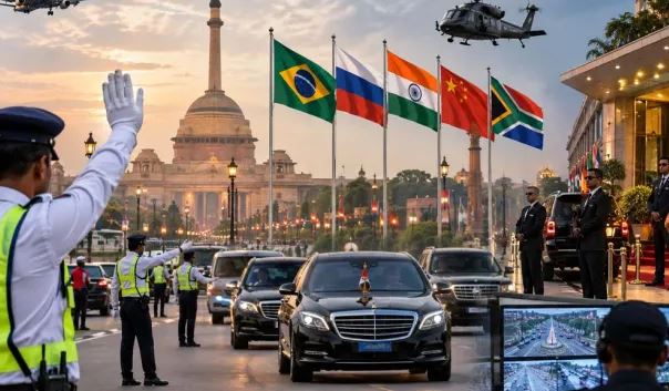 BRICS Summit 2026: जमीन से आसमान तक सुरक्षा का कड़ा पहरा, दिल्ली में 5 हजार ट्रैफिक पुलिसकर्मी तैनात