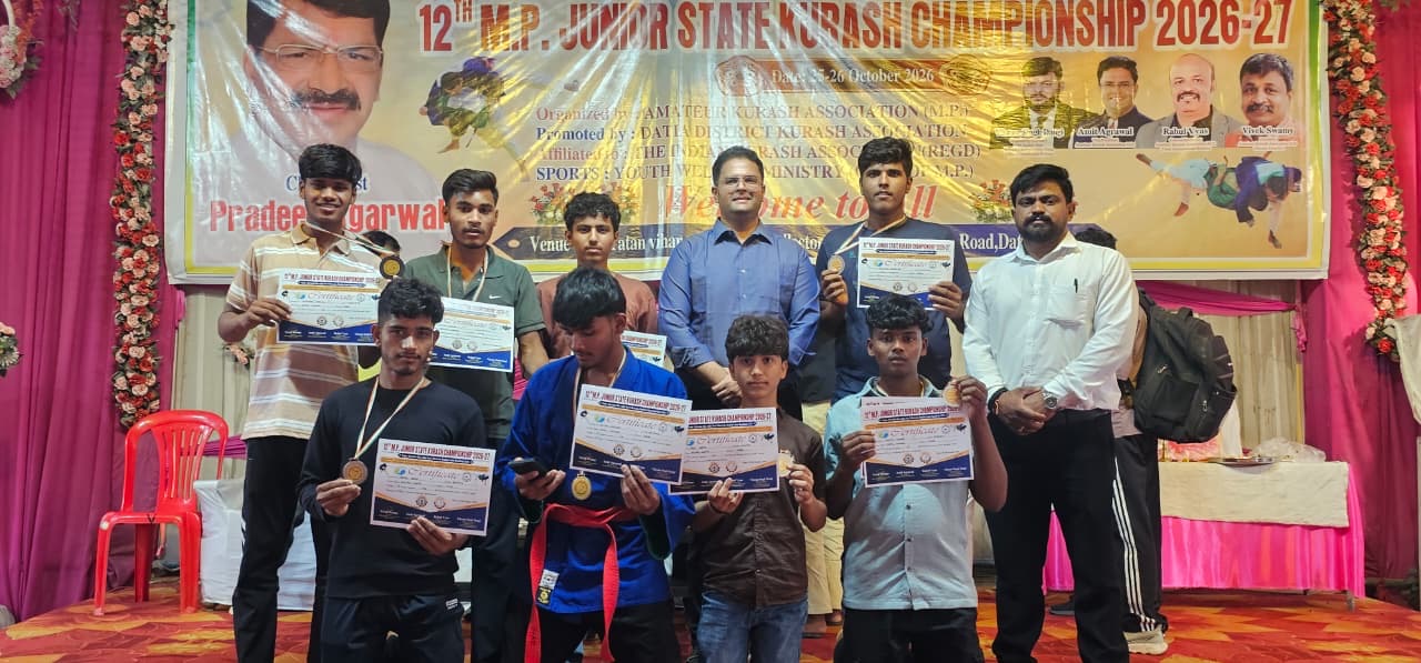 मध्यप्रदेश जूनियर कुराश चैंपियनशिप में धार के खिलाड़ियों का शानदार प्रदर्शन, चेतन चौहान ने जीता स्वर्ण पदक