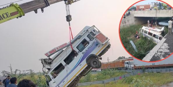 Kota में दिल्ली-मुंबई एक्सप्रेसवे पर दर्दनाक हादसा, खाई में गिरी बस, 8 की मौत