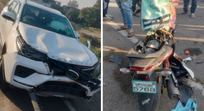 कुरावर में विधायक की कार की बाइक से टक्कर, पिता की मौत; बेटा गंभीर